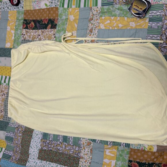 Open Edit (Nordstrom) Butter Yellow Side Slit Skirt - Picture 3 of 8